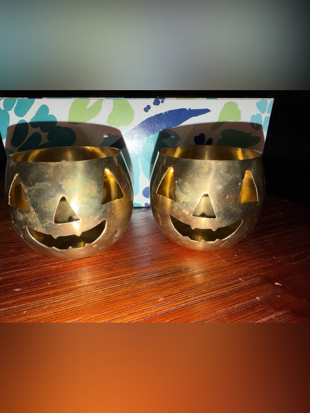 Brass Pumpkin Votive Holders - Metallic Gold Home Accent